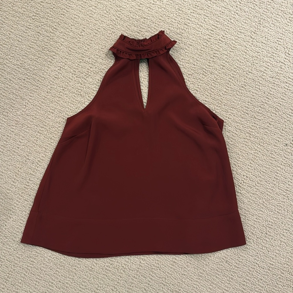 Likely x Revolve Worn Once Rust Flowy Ruffle Choker Neck Tank Size Small